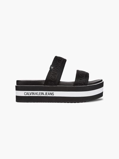 Calvin Klein Cipők HU526377 | Calvin Klein Platform Wedge Női Szandál Fekete